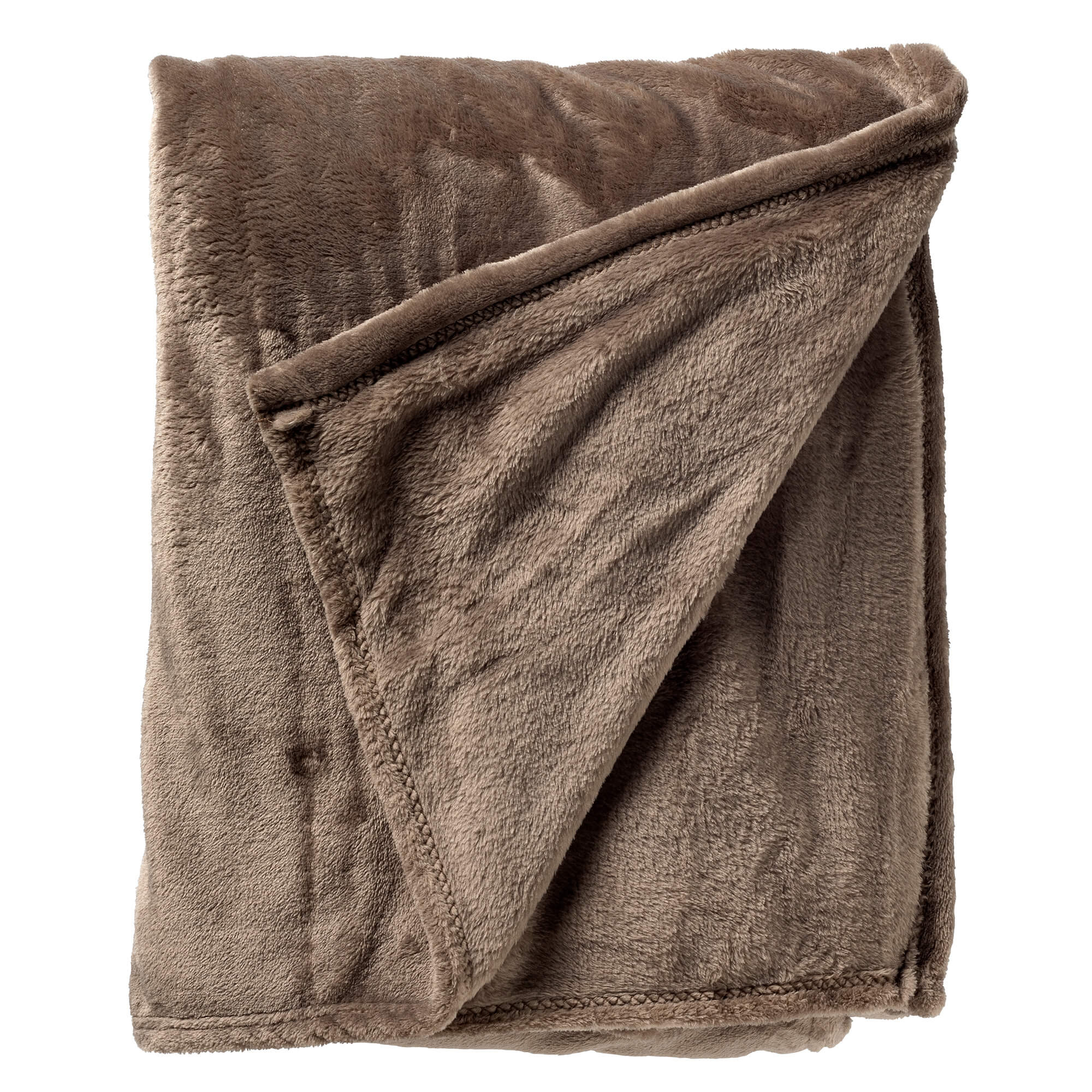 CHARLIE - Plaid 200x220 cm - extra grote fleece deken - effen kleur - Driftwood - taupe