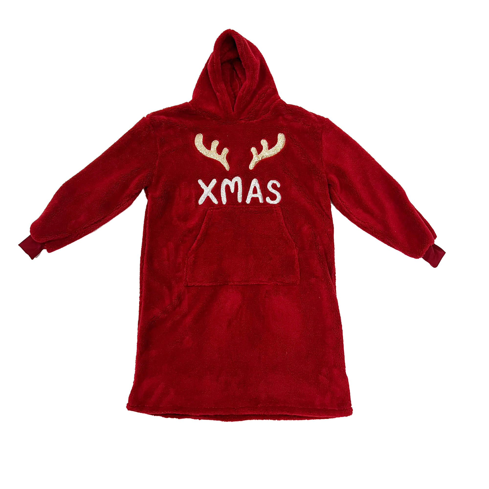 X-MAS - Oversized Hoodie - 70x110 cm - Hoodie & deken in één - extra grote trui met capuchon - Biking Red - rood