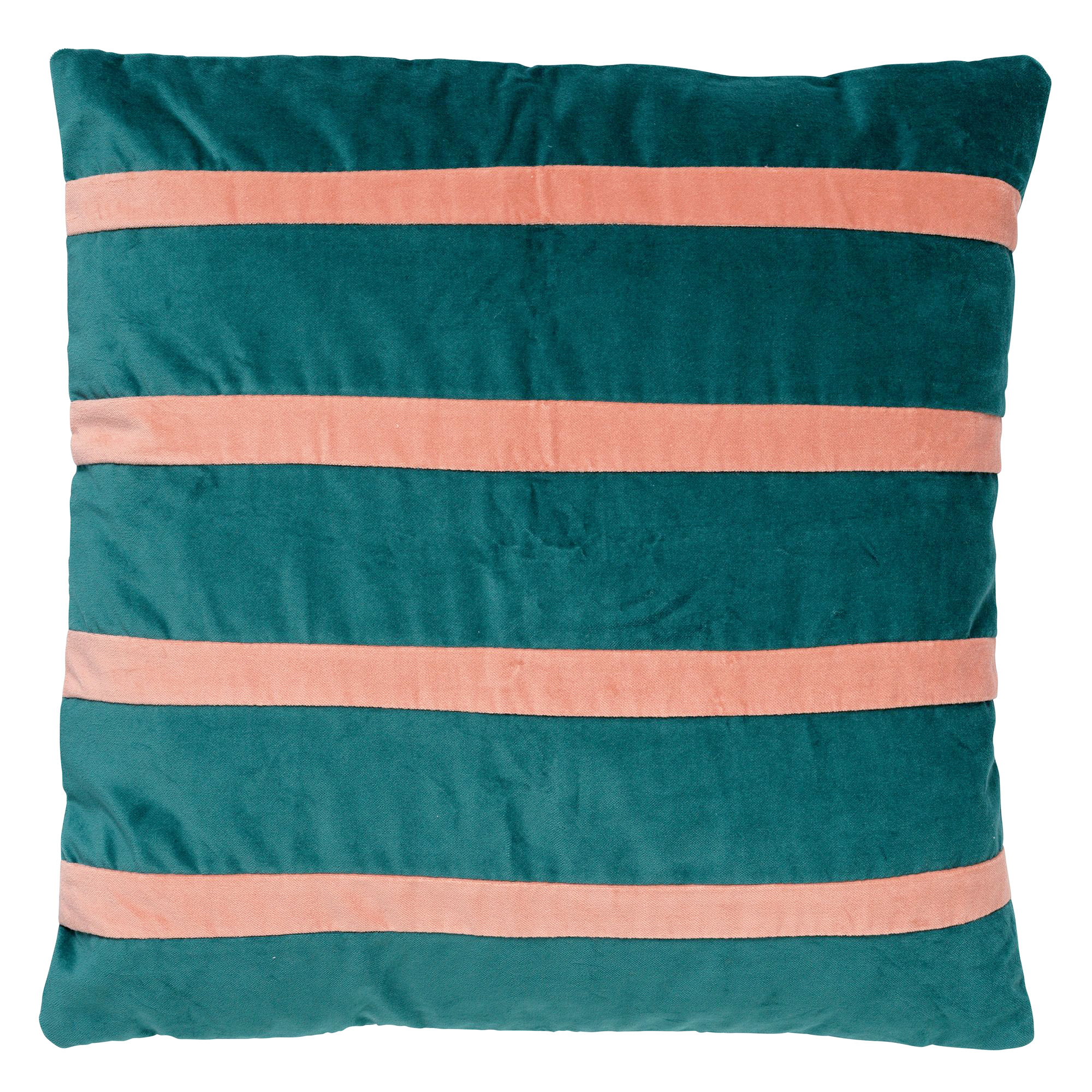 PEMM - Sierkussen velvet 45x45 cm - sagebrush green - groen - roze strepen - color blocking