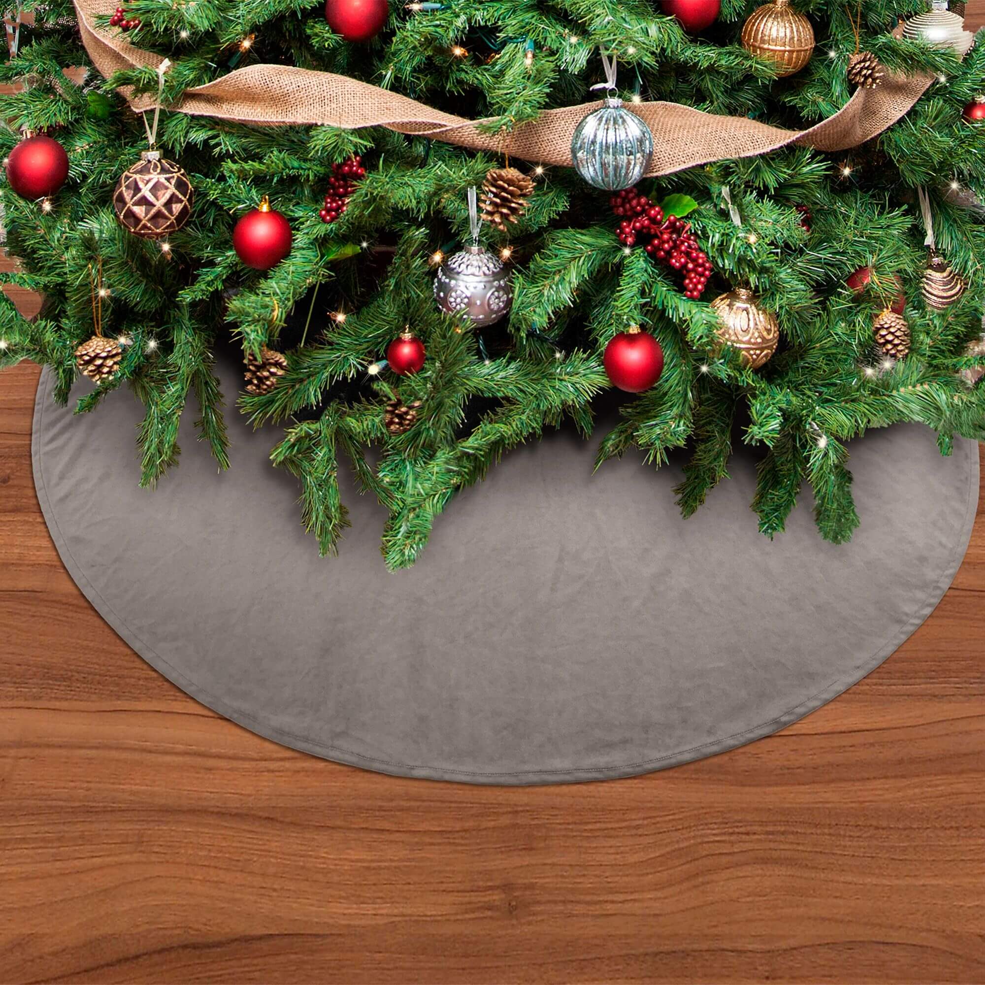 LUMI - Kerstboomrok  - Ø120 cm - velvet - Driftwood - taupe