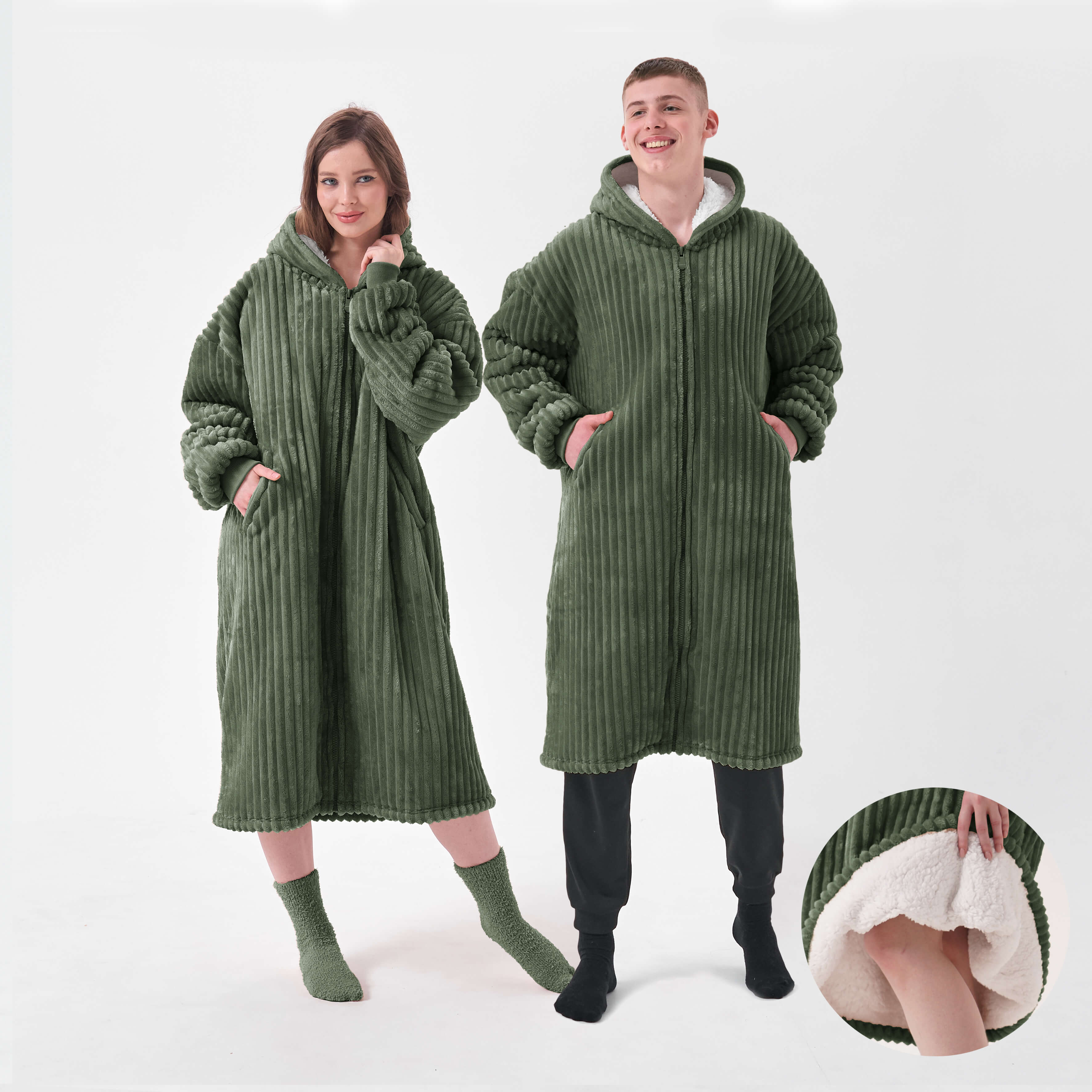 JENS - Oversized Hoodie - 70x110 cm - Hoodie & deken in één - met rits - unisex - Groen - 1 stuk