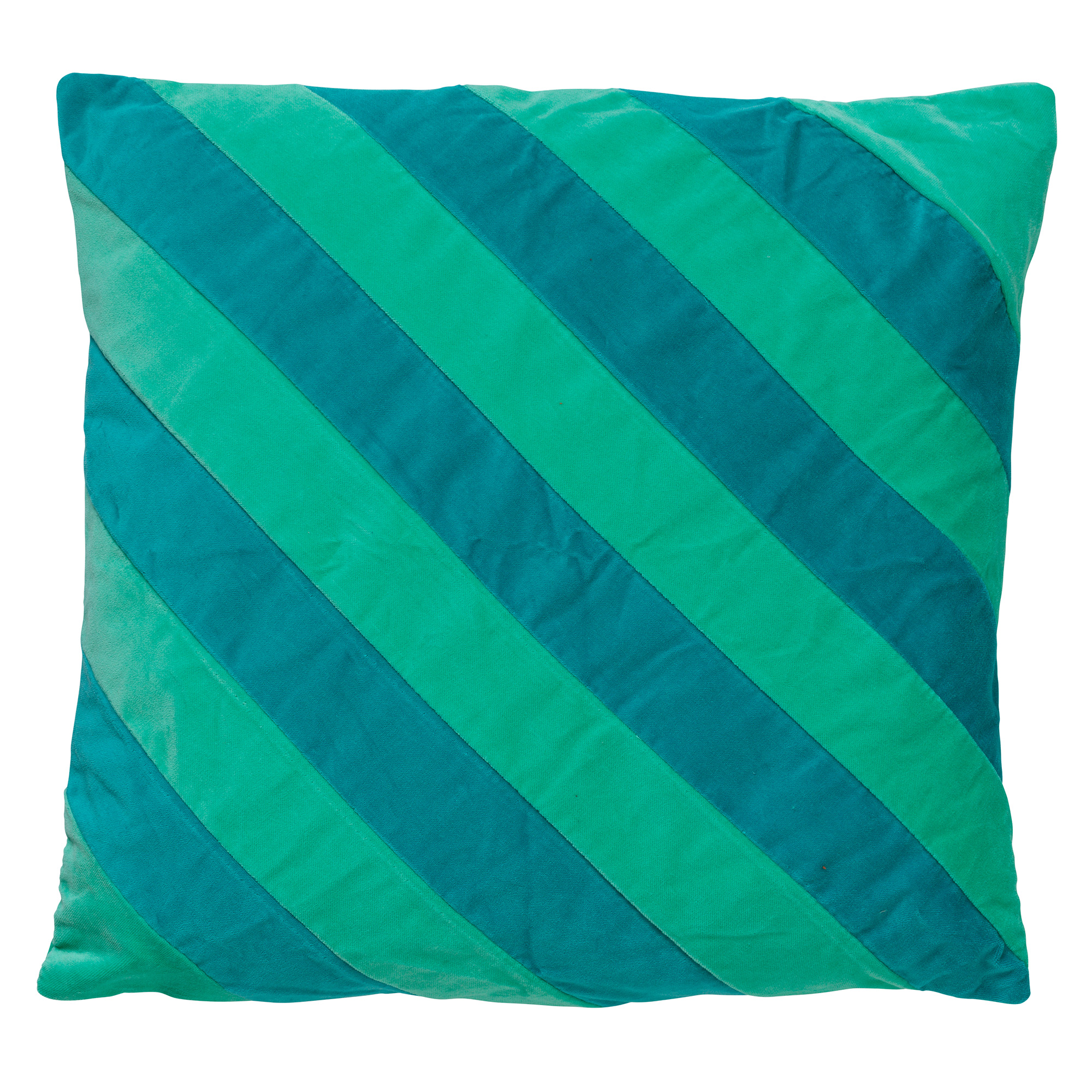 PEBBE - Kussenhoes velvet 45x45 cm - beveled glass - groen - blauw - strepen - | KUSSENHOES DDL0211100641