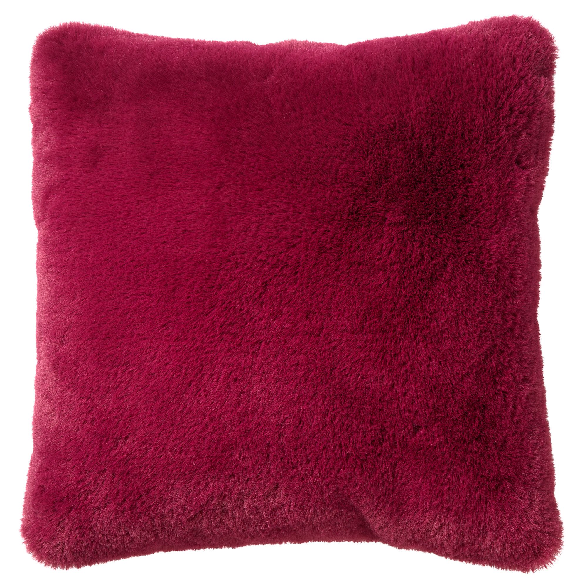 ZAYA - Sierkussen 45x45 cm - bontlook - effen kleur - Red Plum - roze