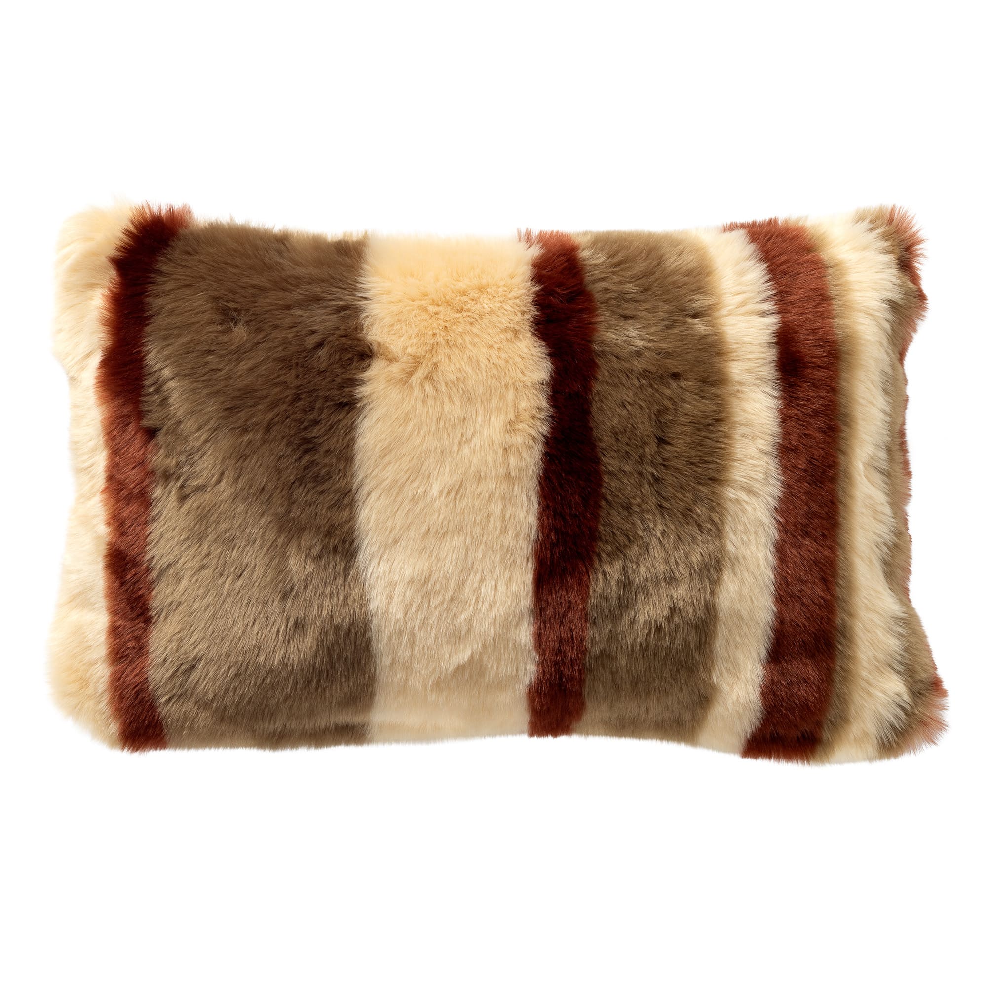 CLEO - Sierkussen 30x50 cm - fluffy kussen met strepen - Brandy Brown - bruin