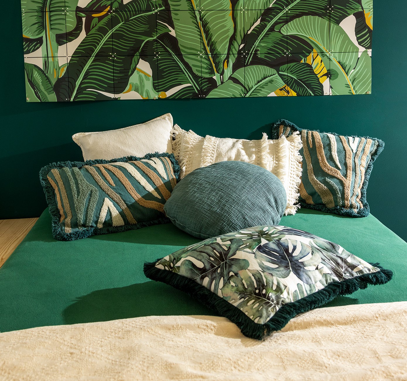 FAUNA - velvet 45x45 cm botanische print - - Chive - groen | | DDL0221101536