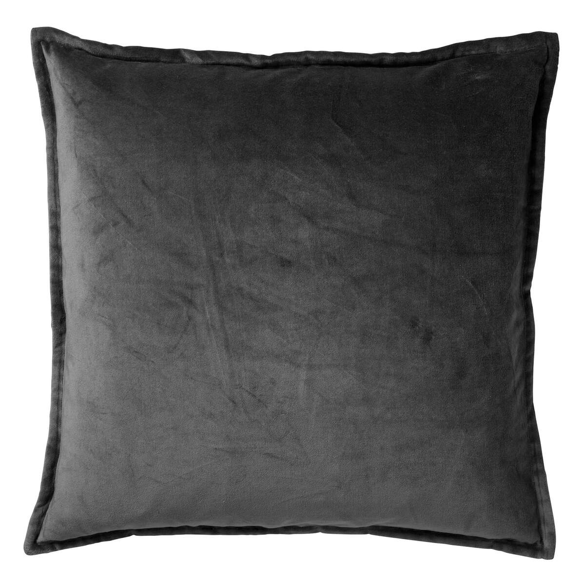 CAITH - Sierkussen 50x50 cm - 100% katoen velvet - Charcoal Gray - antraciet