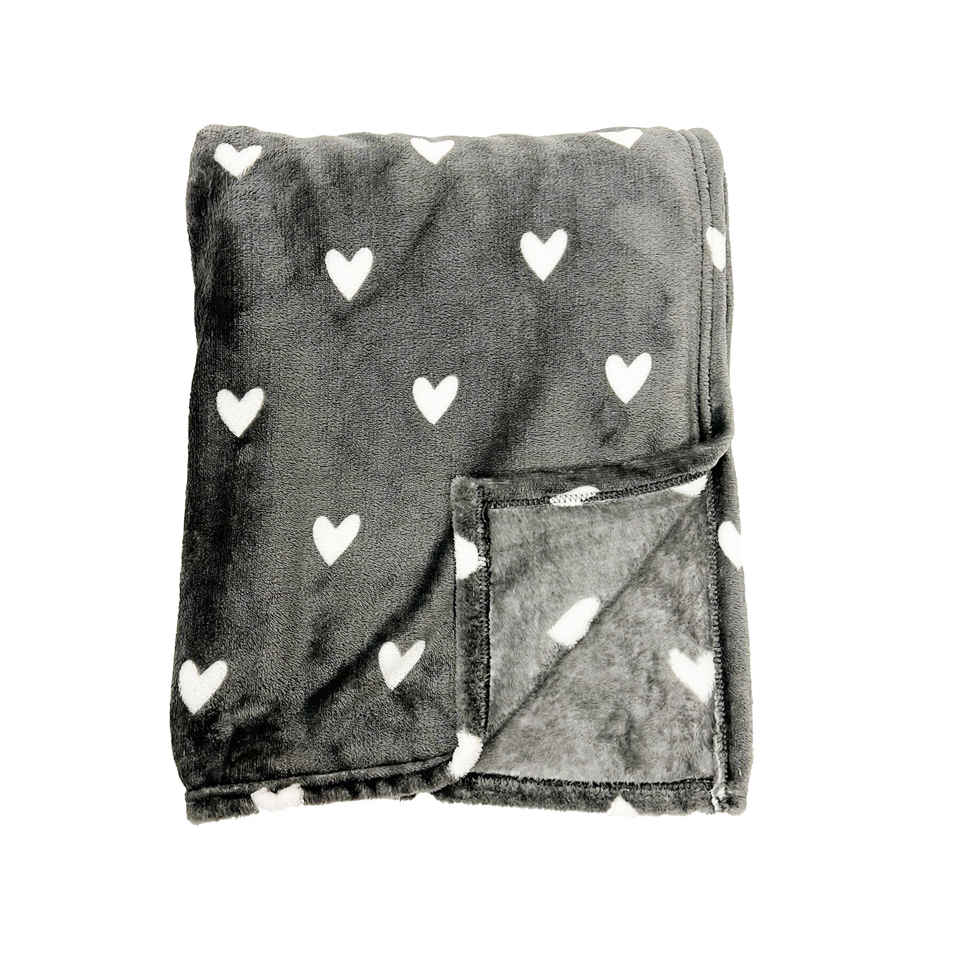 HARTJES - Plaid met hartjes - 140x180 cm - Charcoal Gray - antraciet