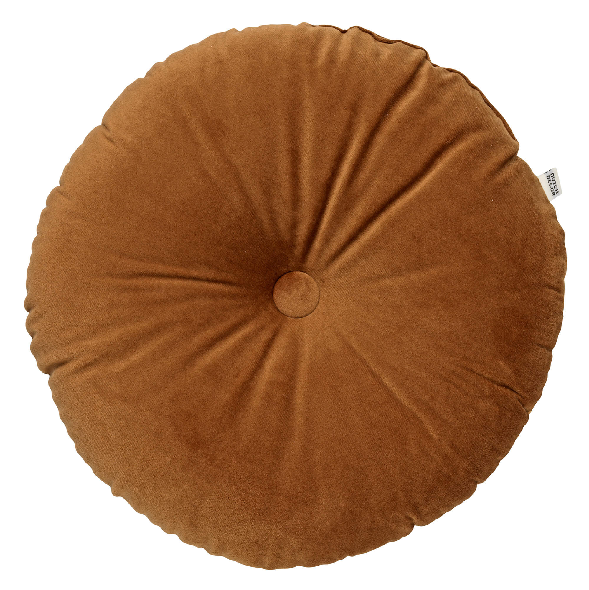 OLLY - Sierkussen rond velvet Ø40 cm - Tobacco Brown - bruin