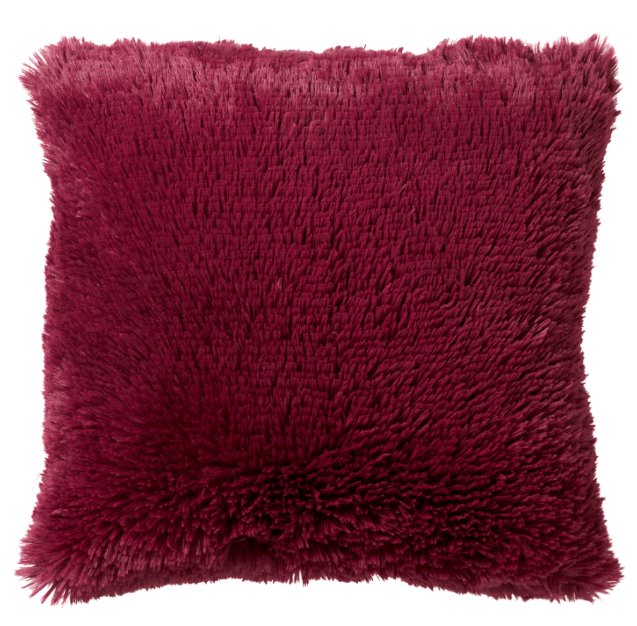 FLUFFY - Kussenhoes 45x45 cm - superzacht - effen kleur - Red Plum - roze